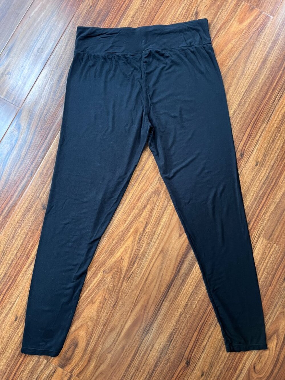 Cuddl Duds Rayon Blend Wide Waistband Soft Wear Yoga Lounge Leggings Black L - Picture 2 of 3